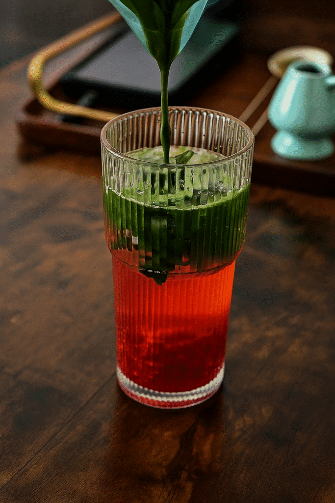Raspberry Cheong Iced Matcha