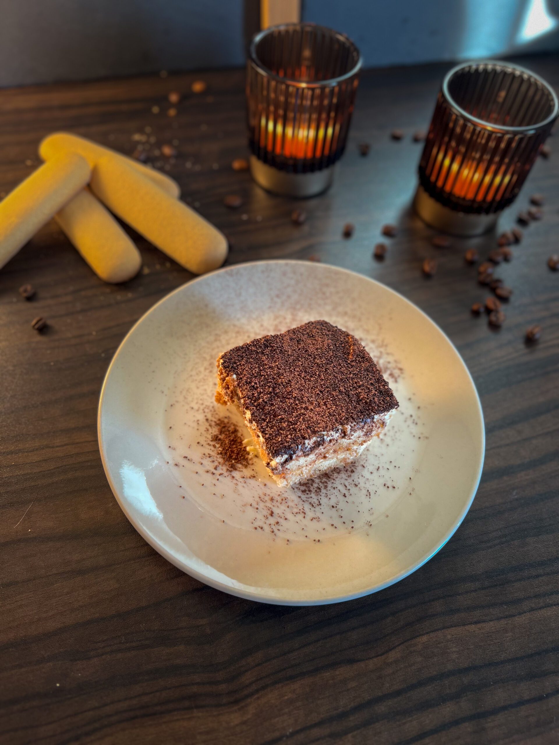 Authentic Italian Tiramisu with cocoa topping